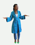 Blue Swirl Batik Kimono
