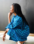 Blue Swirl Batik Kimono