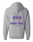 Limited Edition | Jesus Be Knowin' Heather Grey + Purple Print Zip Hoodie