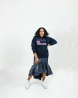 Jesus Be Knowin' | Deep Navy Blue + Pink Print Hoodie