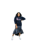 Jesus Be Knowin' | Deep Navy Blue + Pink Print Hoodie
