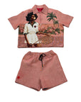HANKINS PARK "LADY in BLOOM" SHORT SET "SALMON" (J.SOWERS)