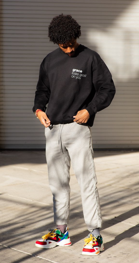 Grace Looks Good on You | Black + White Print Sweatshirt
