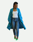 Blue Swirl Batik Kimono