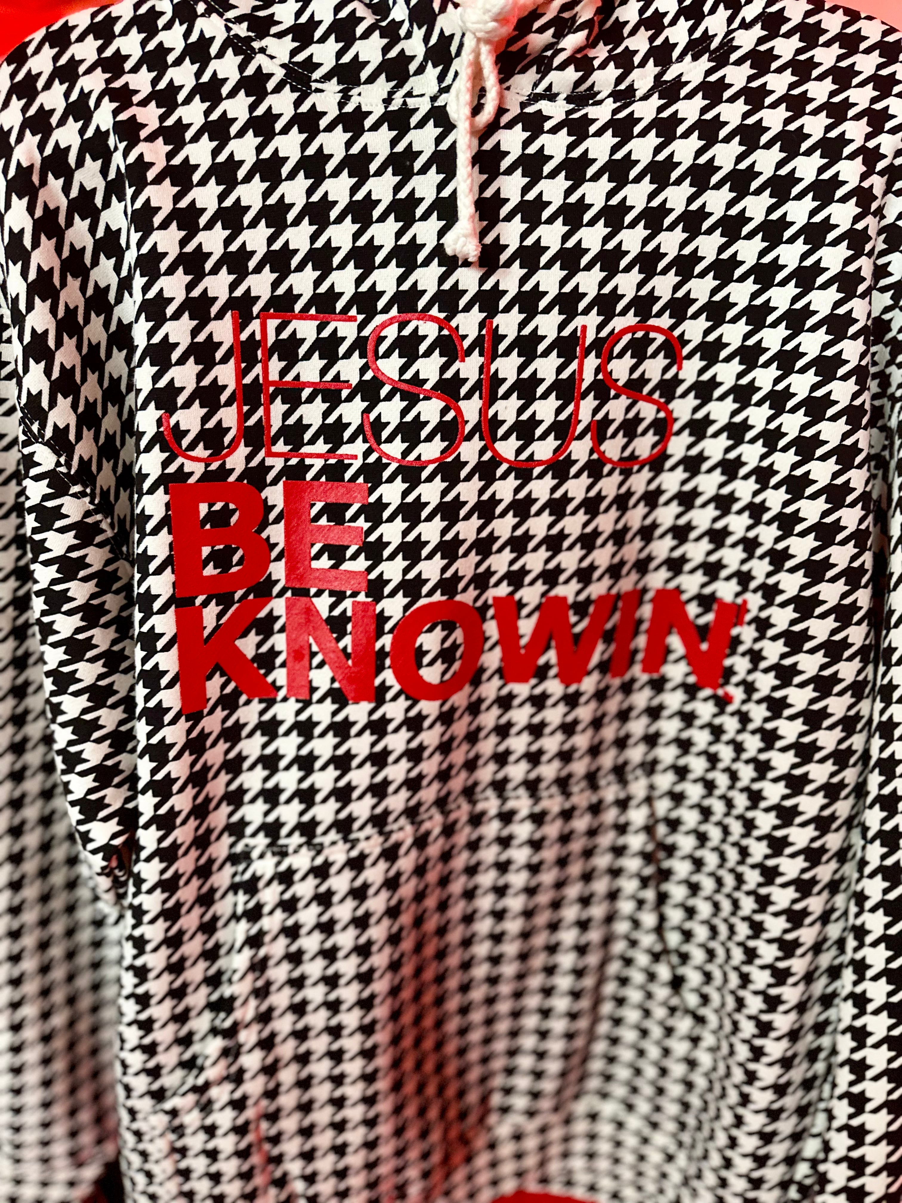Limited Edition | Jesus Be Knowin' Houndstooth + Red Print Hoodie