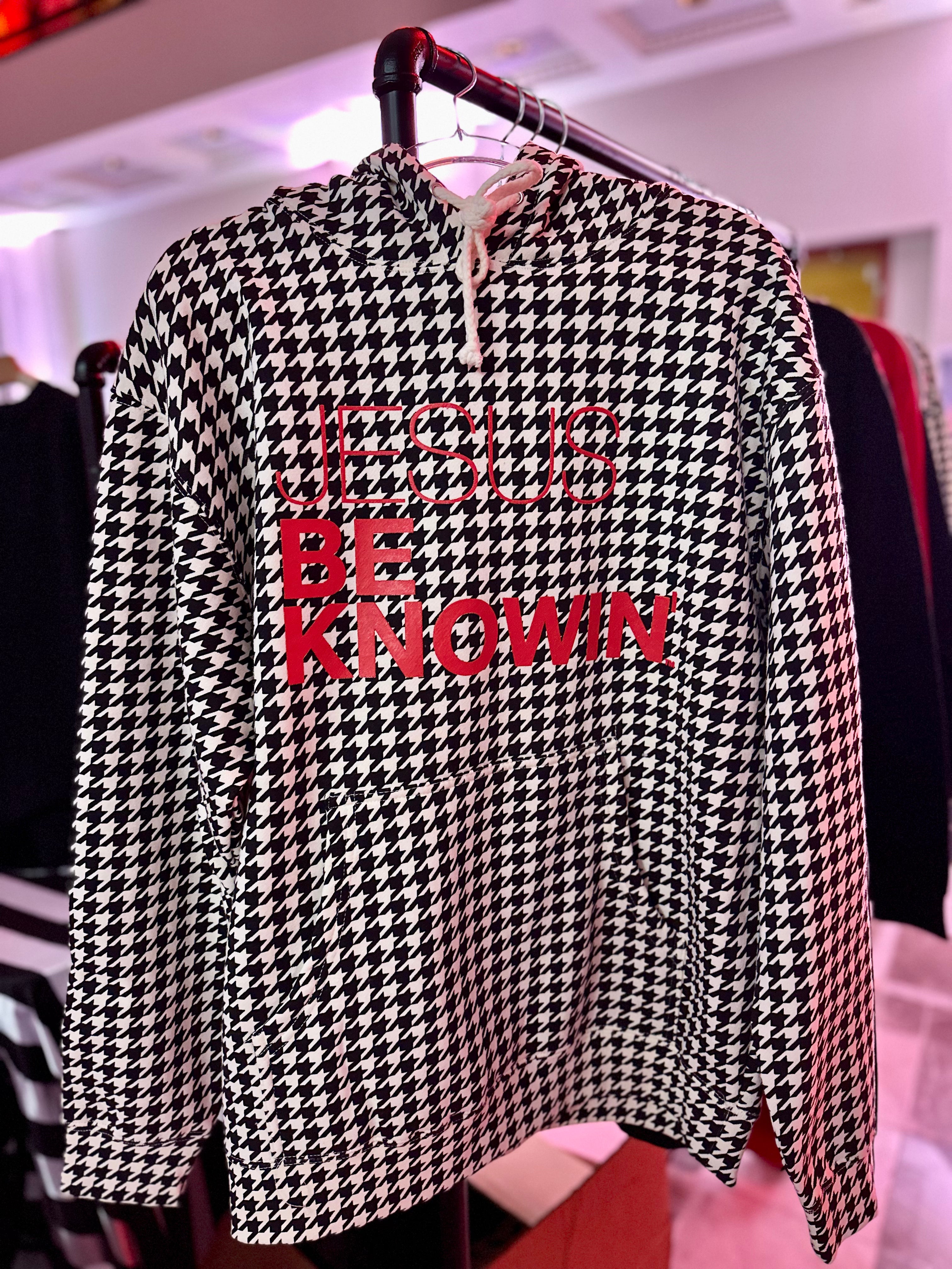 Limited Edition | Jesus Be Knowin' Houndstooth + Red Print Hoodie