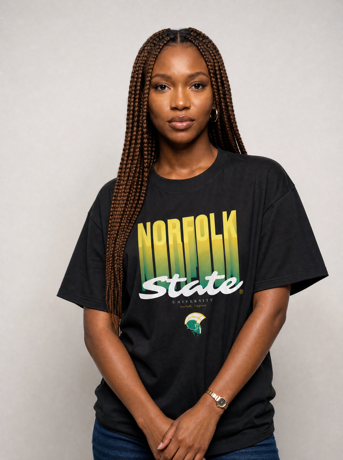 The Yard Essentials - Norfolk State University - NSU Fade Drop Shoulder Oversized Tshirt