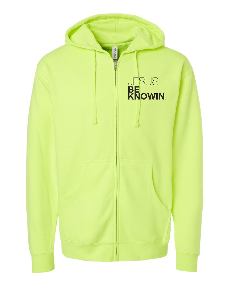 Limited Edition | Jesus Be Knowin' Neon + Black Print Zip Hoodie