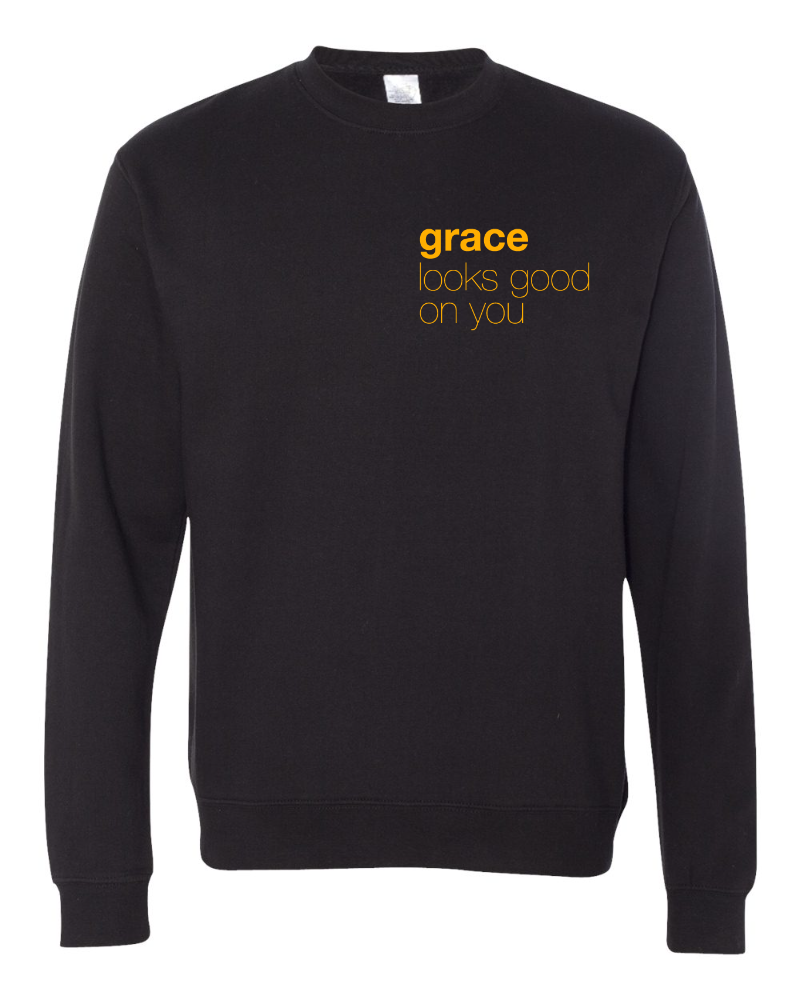 Limited Edition | Grace Looks Good on You Black + Gold Print Sweatshirt