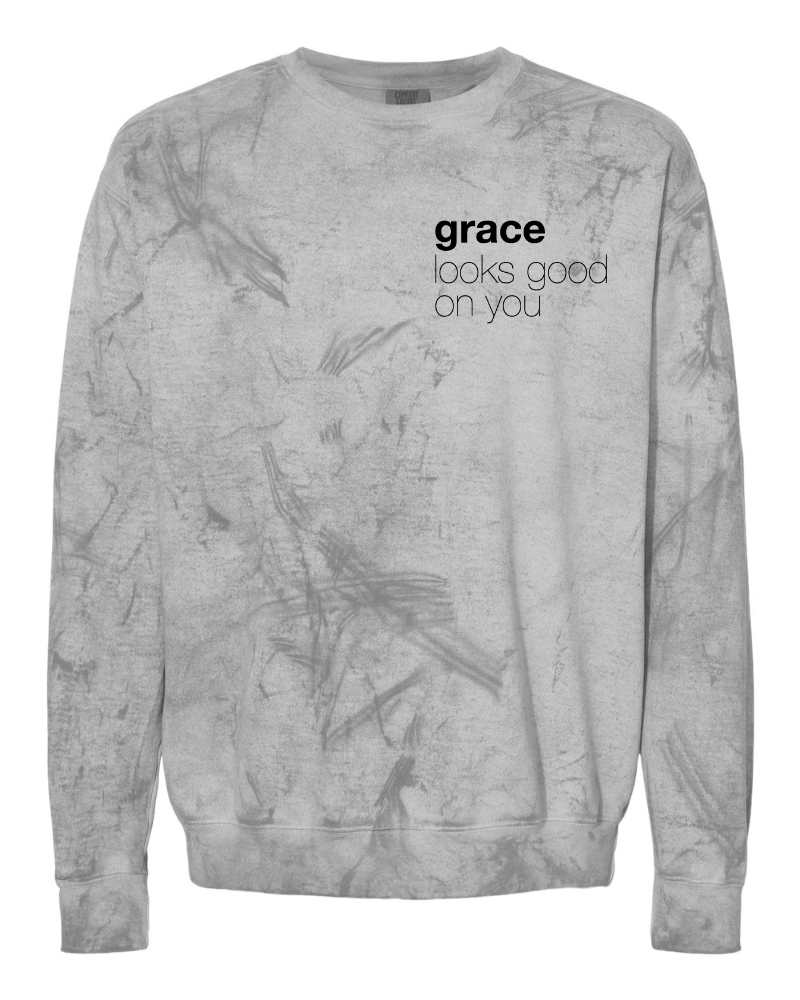 Limited Edition | Grace Looks Good on You Black Smoke Marble + Black Print Sweatshirt