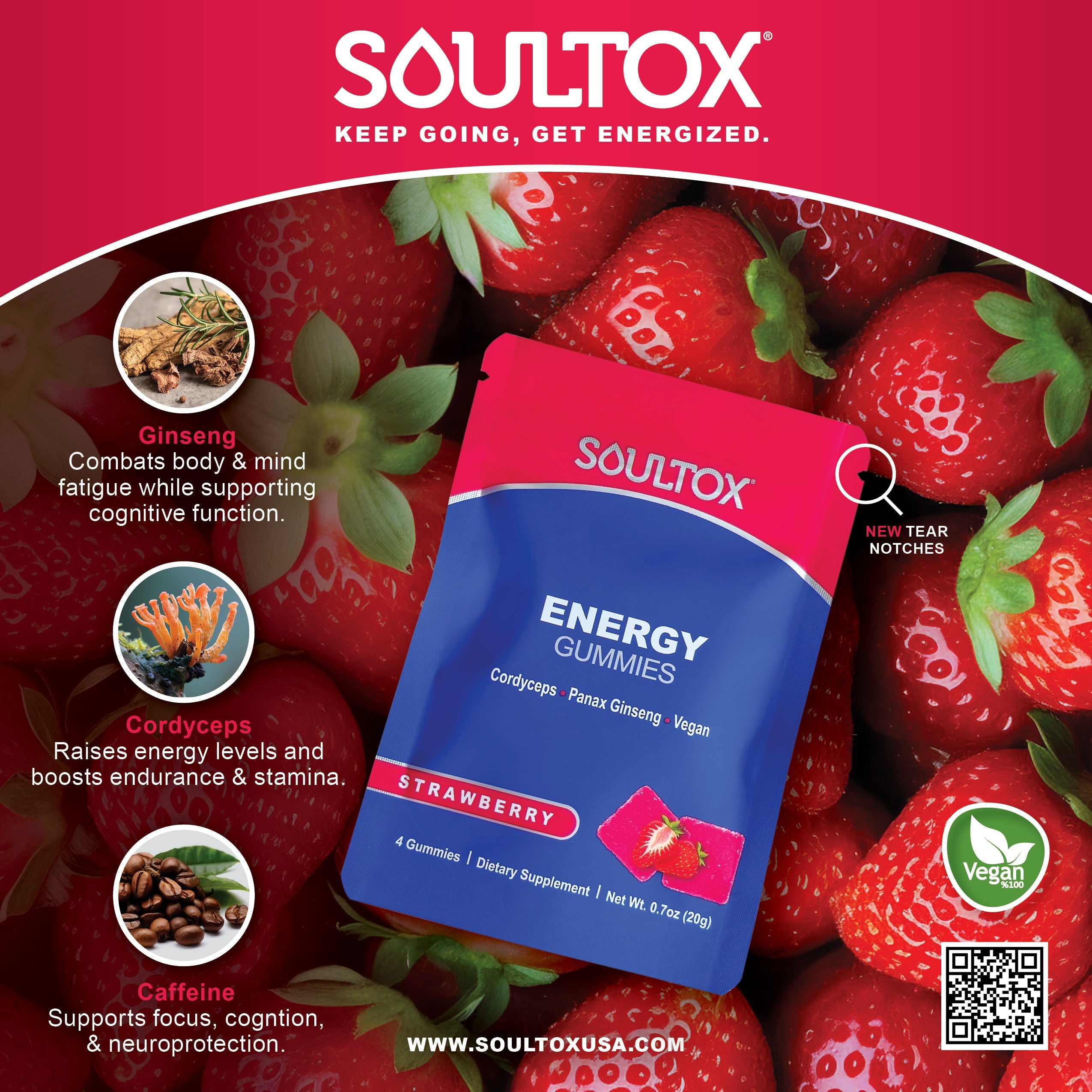 Soultox ENERGY Ginseng Cordyceps Mushroom Gummies