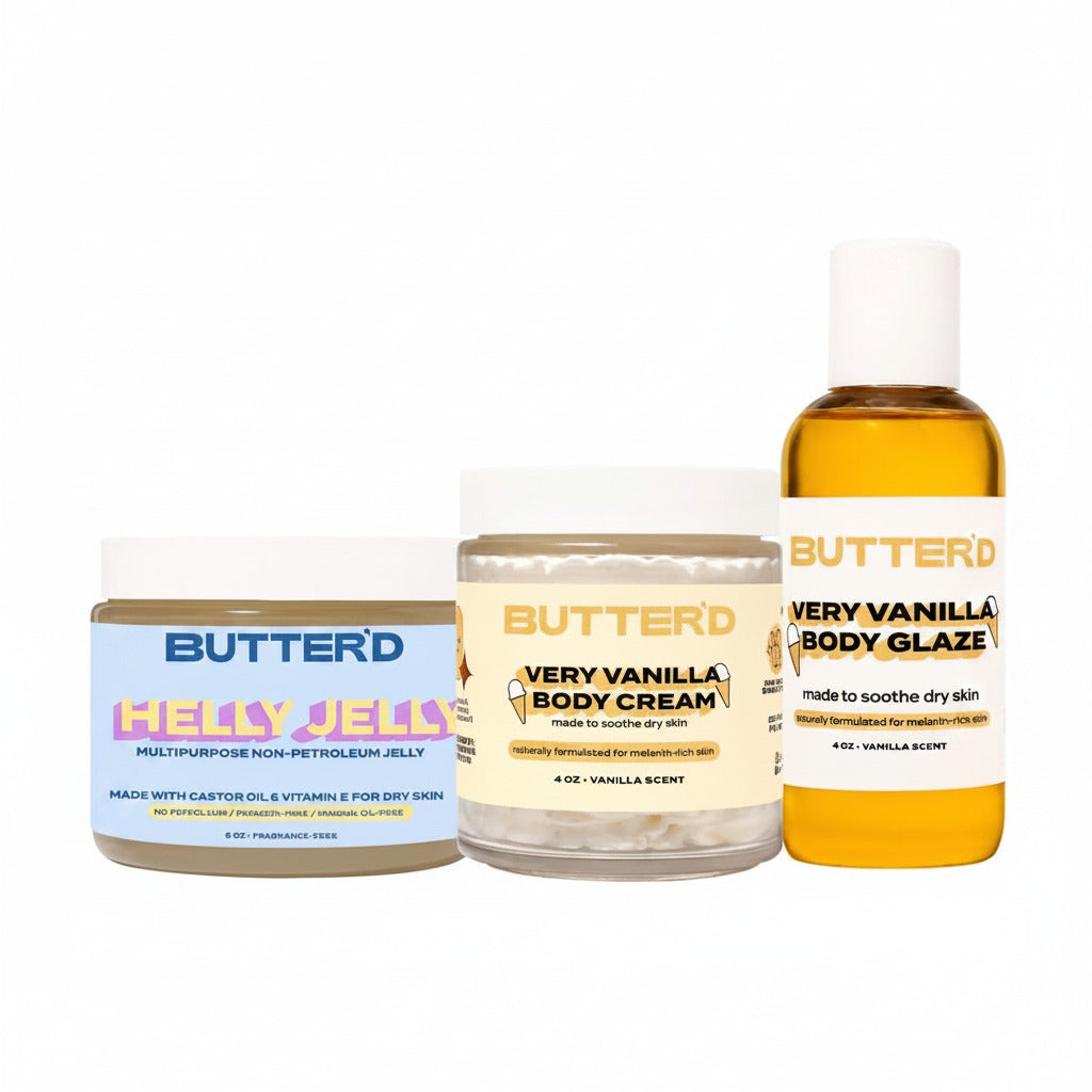 Butter'd Trio Bundle with three products on a white background