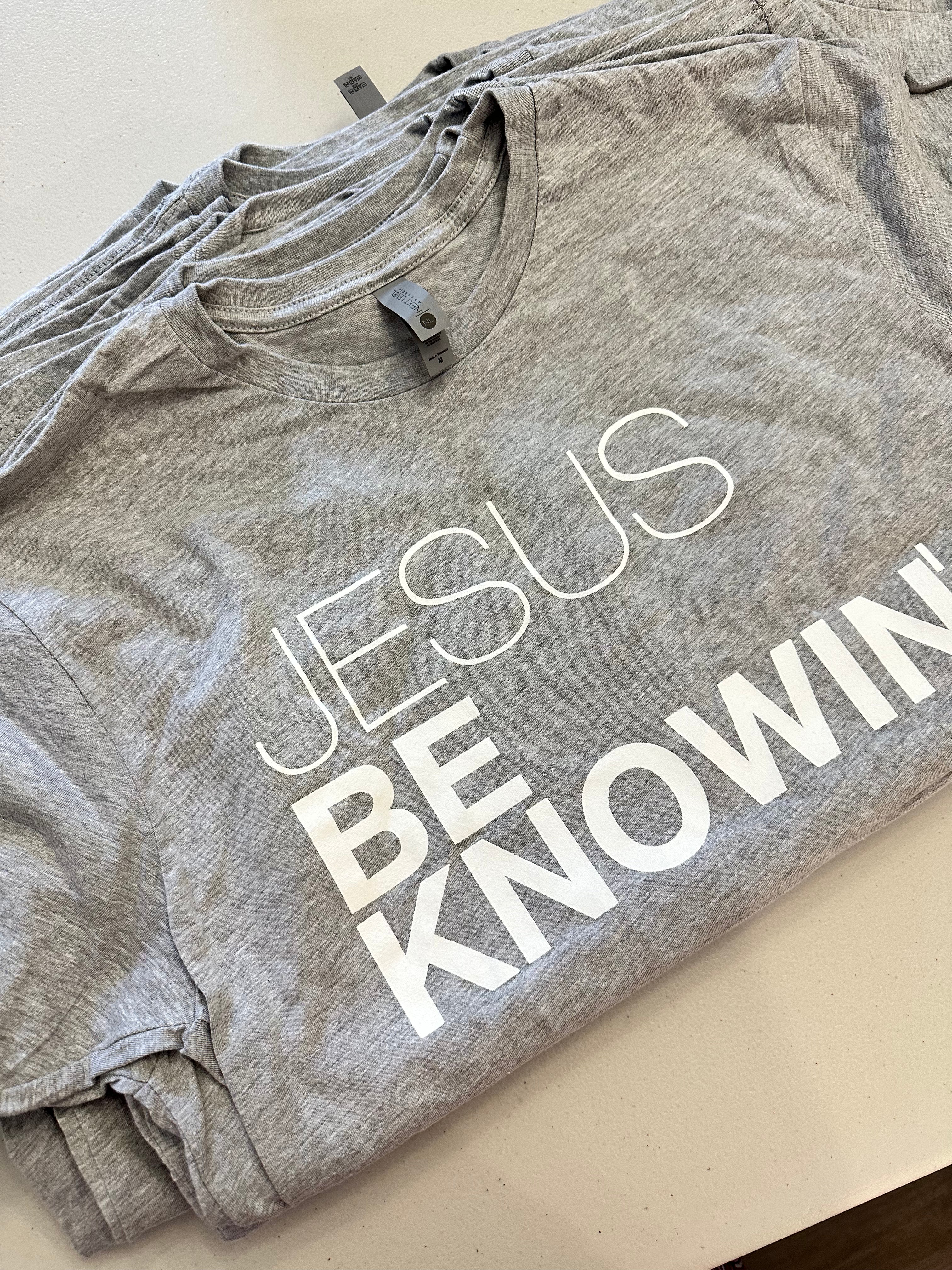 Jesus Be Knowin' | Heather Grey + White Print Tee