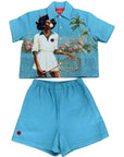 HANKINS PARK "LADY in BLOOM" SHORT SET "IBIZA BLUE”