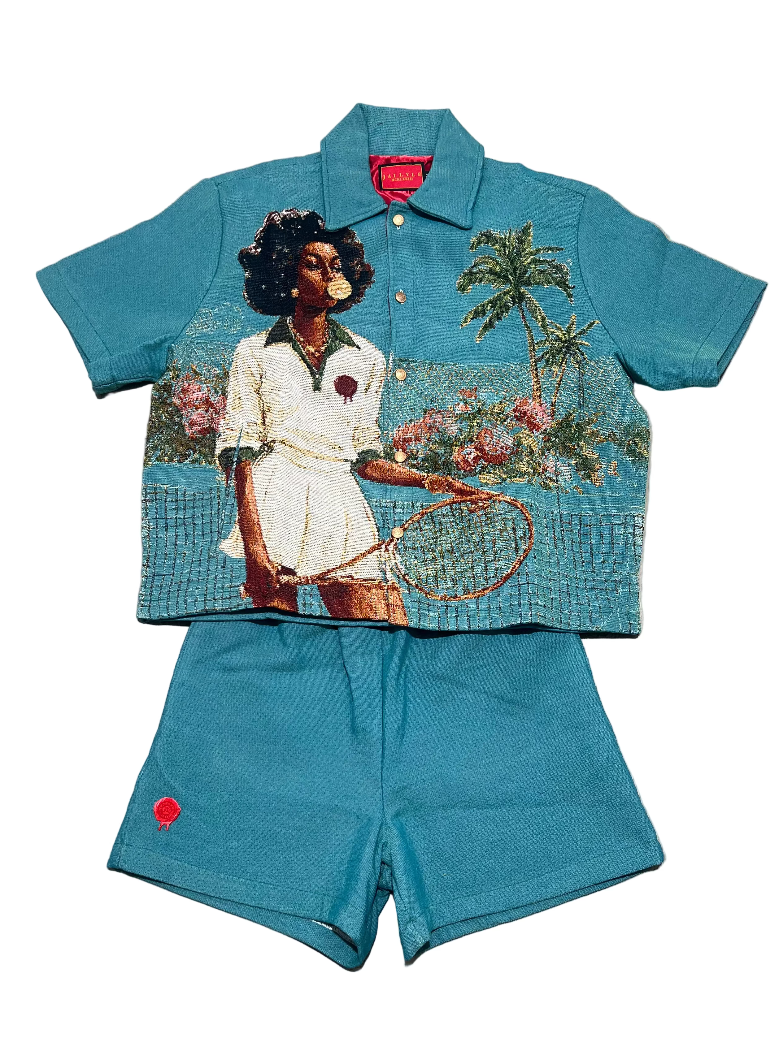 HANKINS PARK "LADY in BLOOM" SHORT SET "IBIZA BLUE”