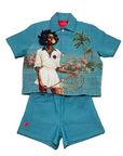 HANKINS PARK "LADY in BLOOM" SHORT SET "IBIZA BLUE”