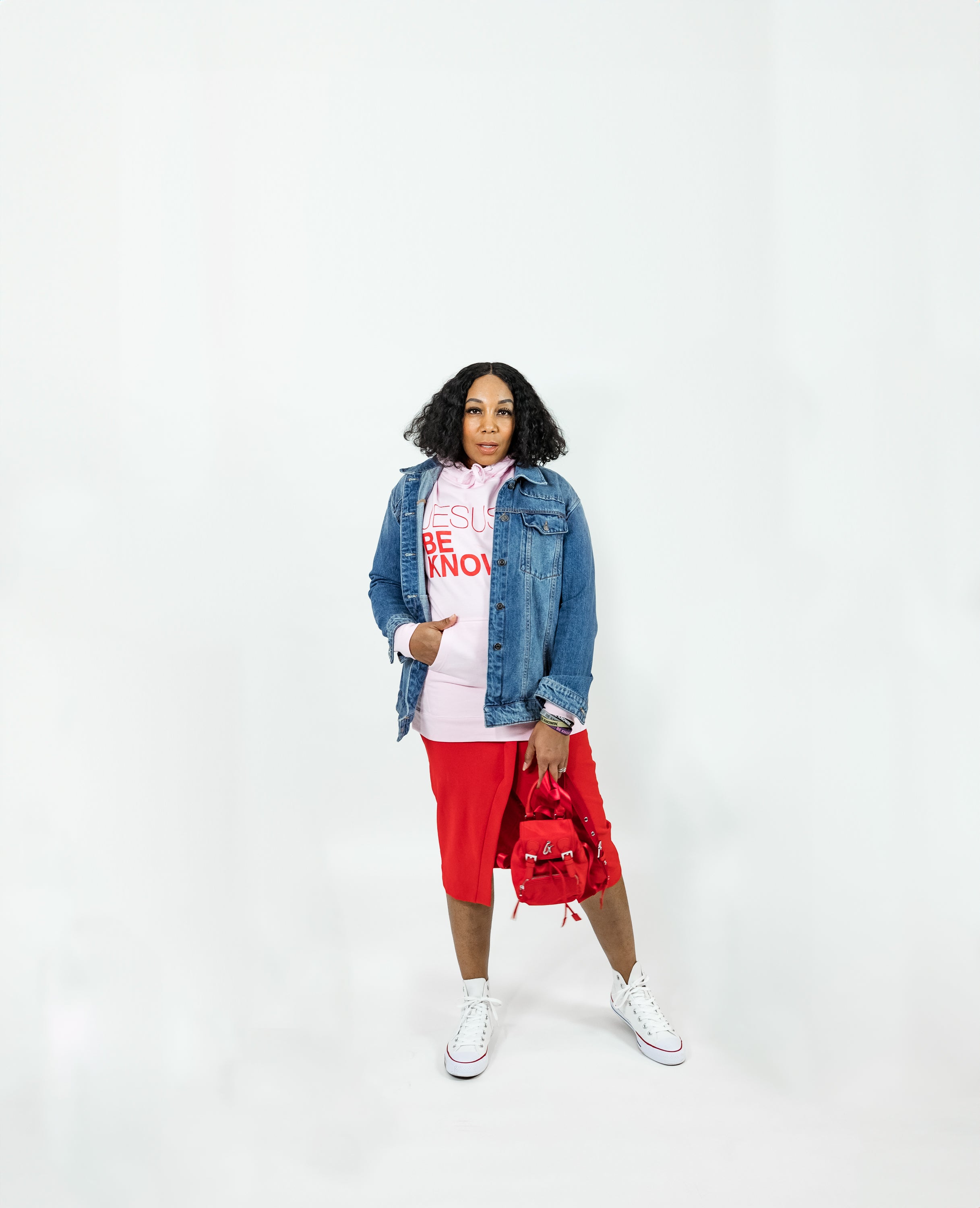 Limited Edition | Jesus Be Knowin' Soft Pink + Red Print Hoodie