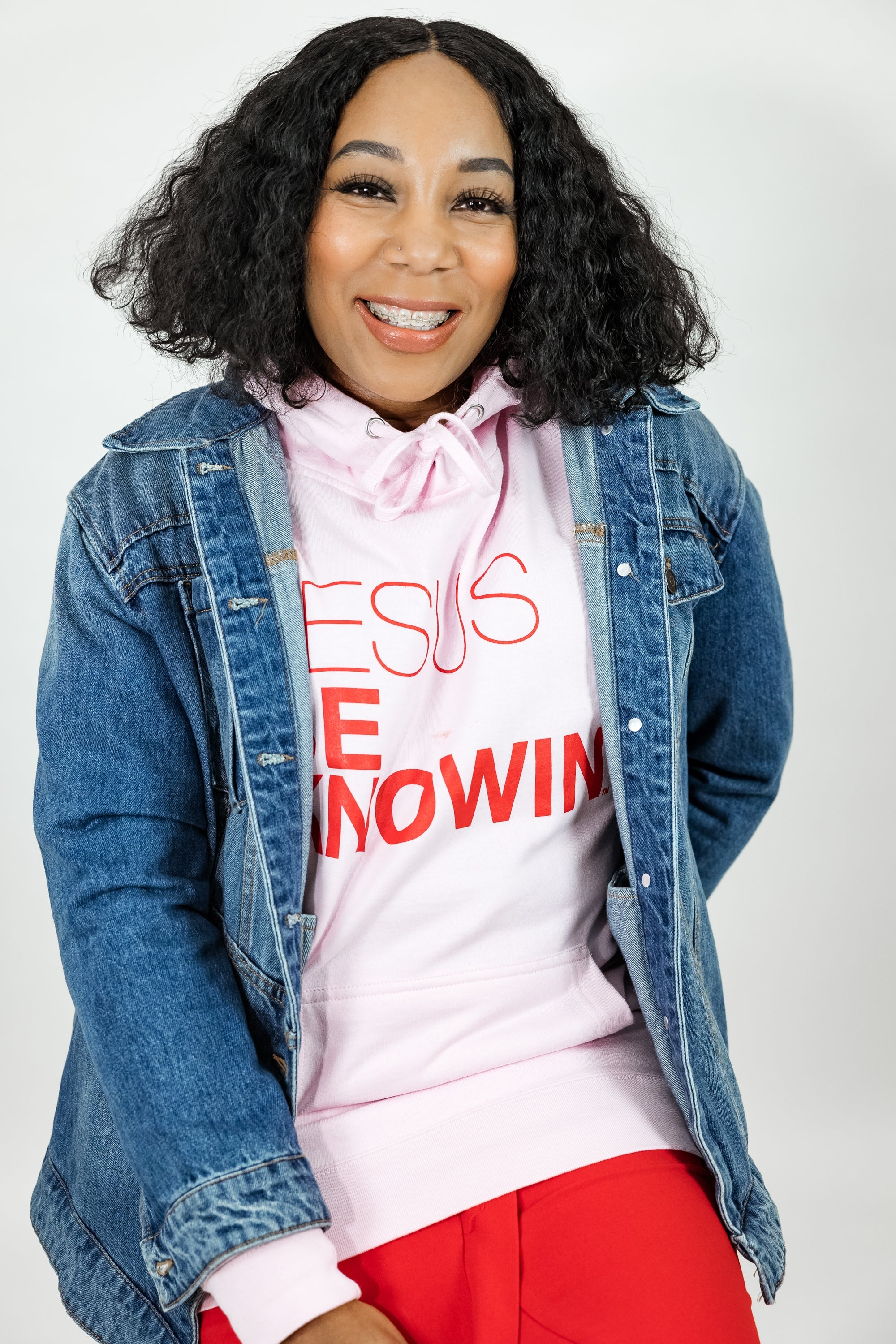 Limited Edition | Jesus Be Knowin' Soft Pink + Red Print Hoodie