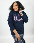 Jesus Be Knowin' | Deep Navy Blue + Pink Print Hoodie
