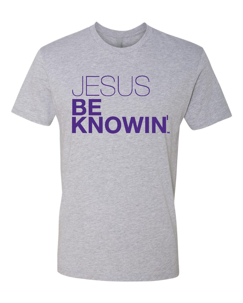 Limited Edition | Jesus Be Knowin' Heather Grey + Purple Print Tee