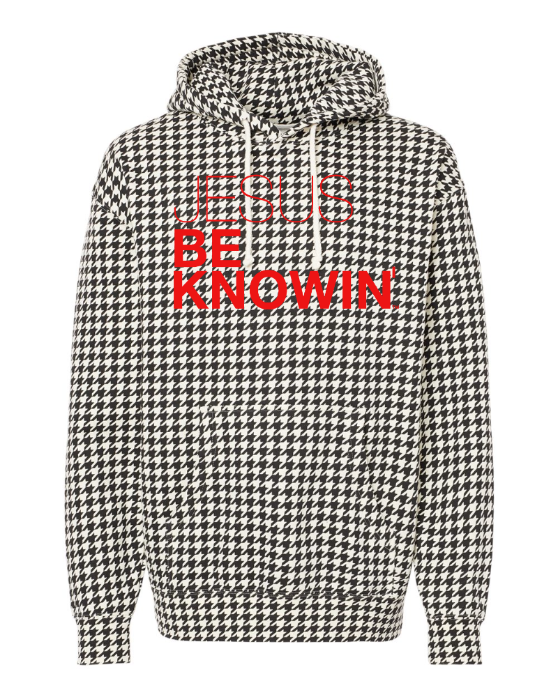 Limited Edition | Jesus Be Knowin' Houndstooth + Red Print Hoodie
