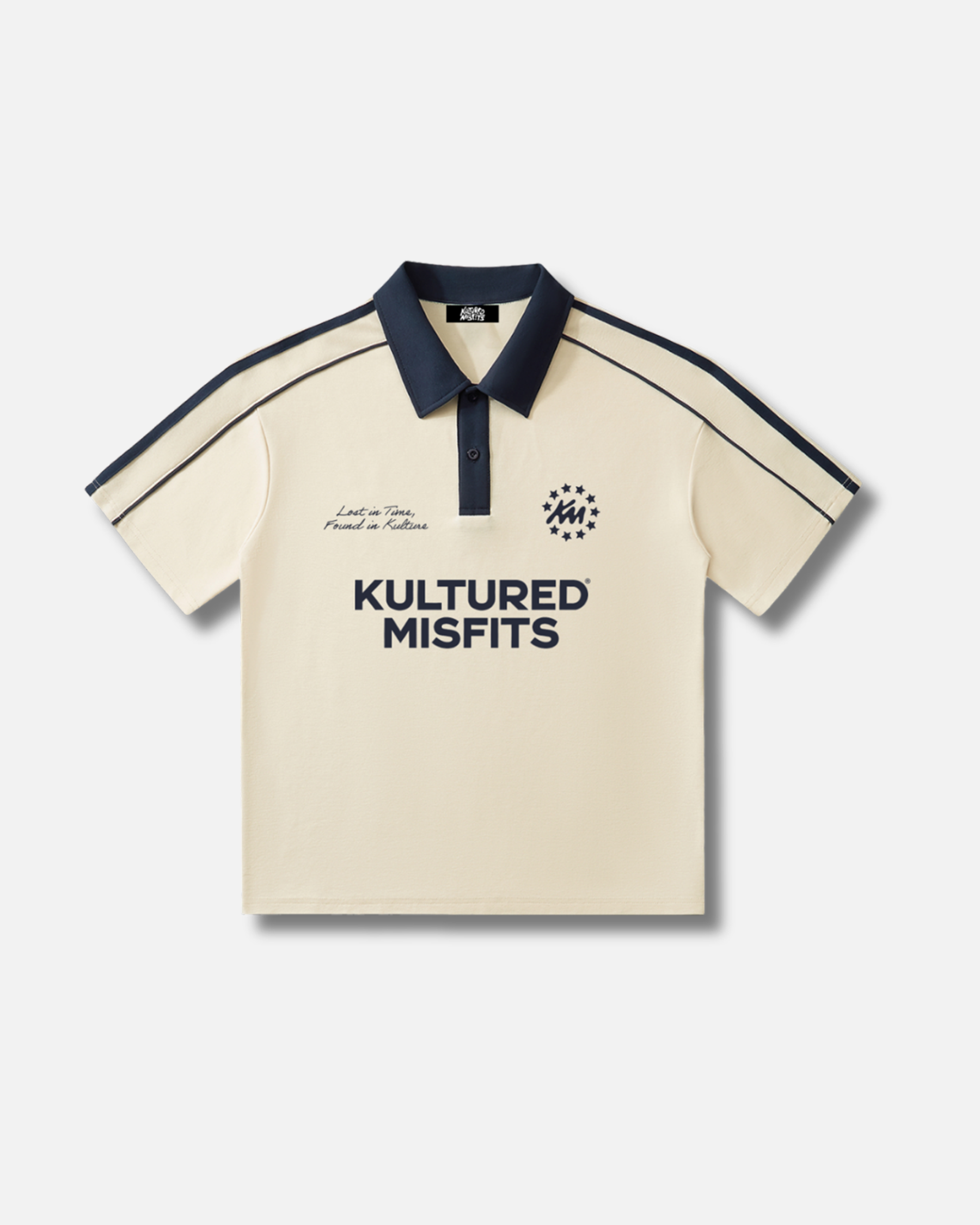 KM CONTRAST POLO / CREAM/NAVY