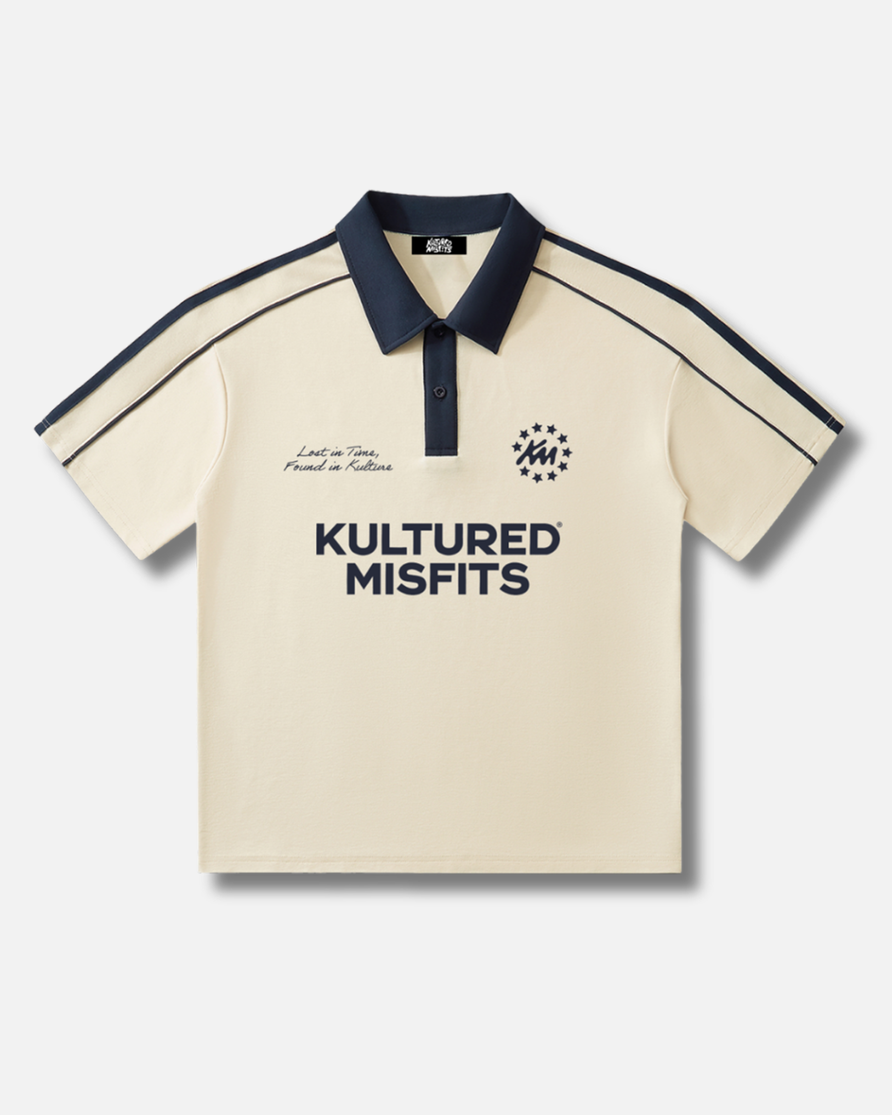 KM CONTRAST POLO / CREAM/NAVY