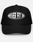 "NEVER FIT IN" MESH TRUCKER HAT / BLACK/WHITE