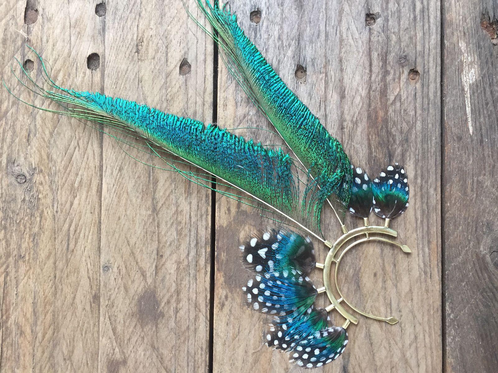 Peacock Sword Metal Ear Cuff