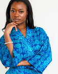 Blue Swirl Batik Kimono