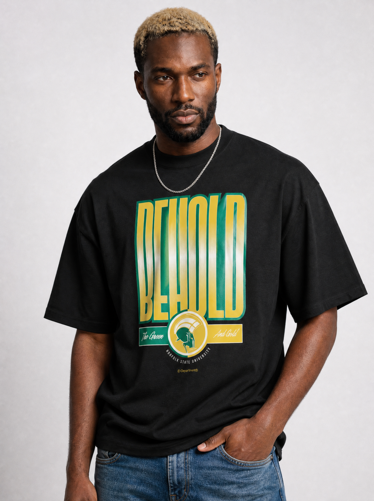 The Yard Essentials - Norfolk State University - Oversize Behold the Green and Gold - Premium Tshirt