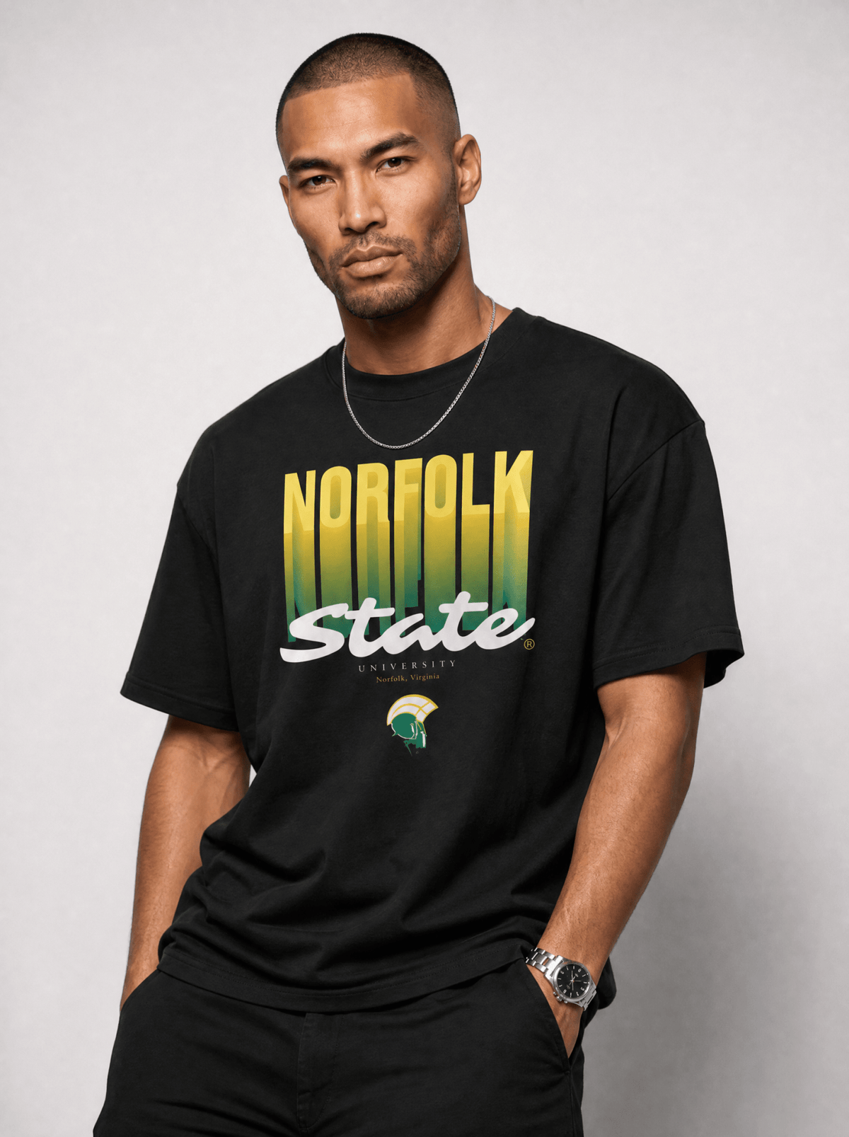The Yard Essentials - Norfolk State University - NSU Fade Drop Shoulder Oversized Tshirt