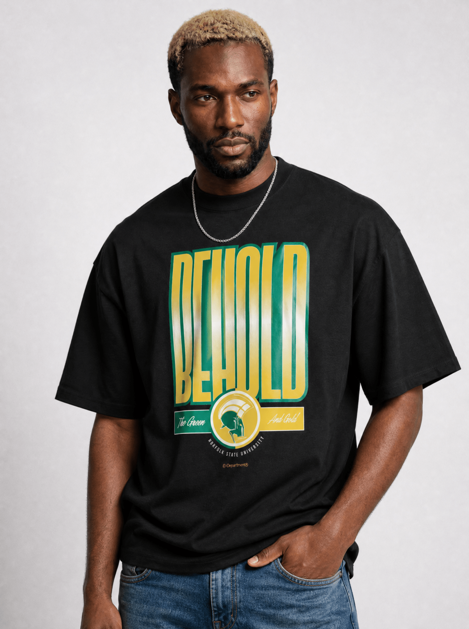 The Yard Essentials - Norfolk State University - Oversize Behold the Green and Gold - Premium Tshirt